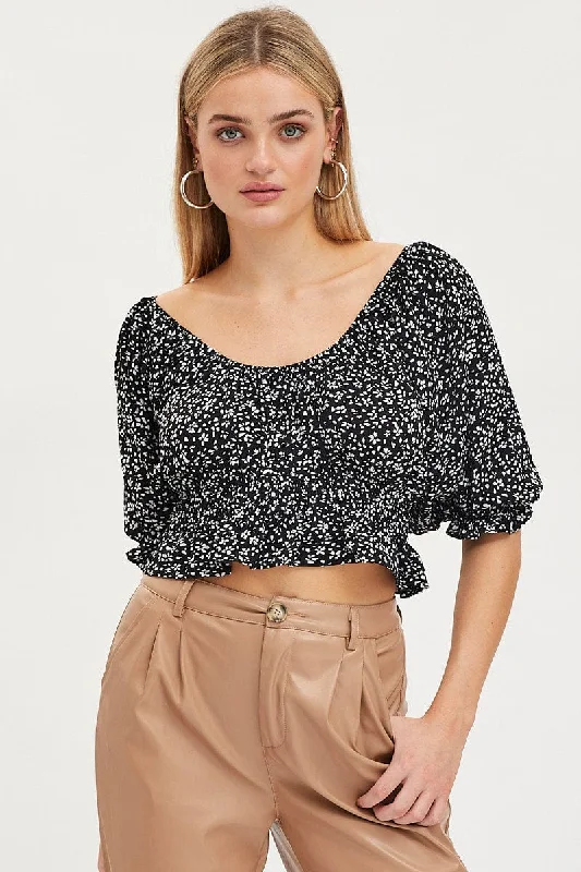 Price Blitz Print Crop Top Short Sleeve
