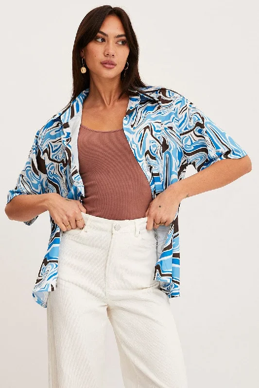 One-DAY Sale Print Relaxed Shirts Short Sleeve Collared