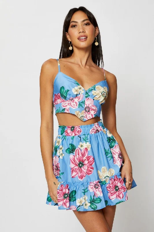 Price Cut Print Scarf Top Crop