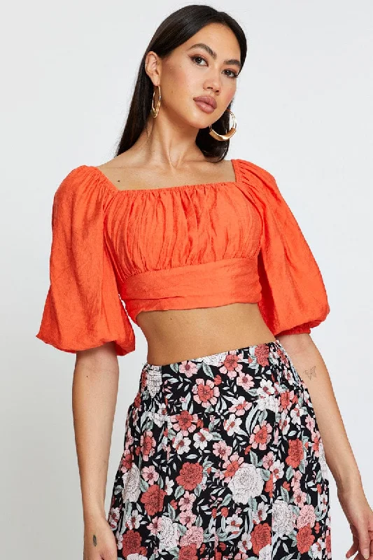 Fantastic Deals Red Crop Top Short Sleeve Tie Up