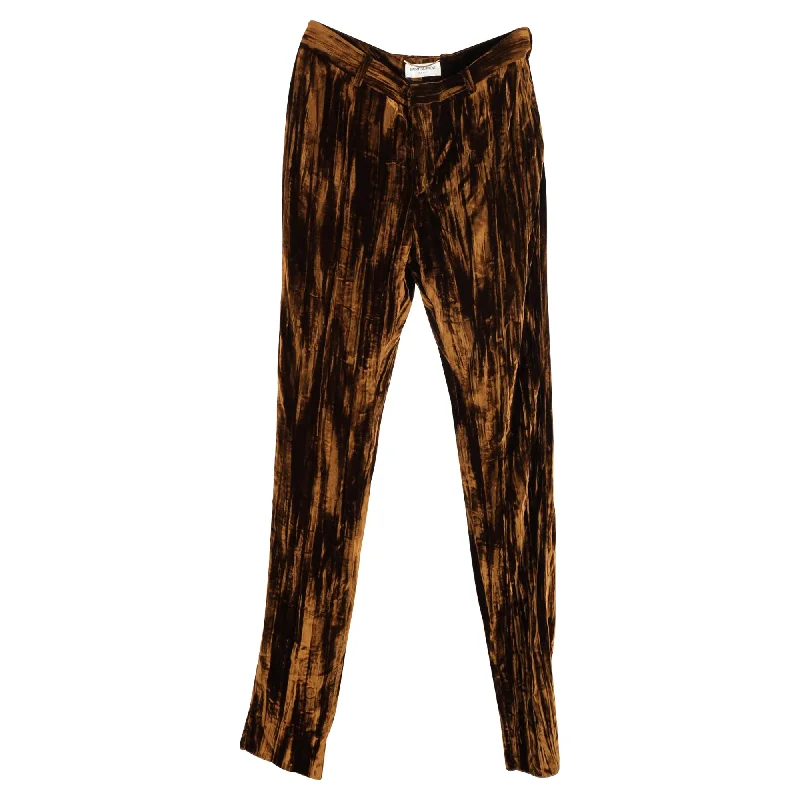 Saint Laurent Straight-Leg Trousers in Brown Velvet