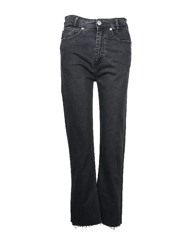 Price Drop Sandro Raw Hem Regular Fit Jeans in Black Cotton Denim