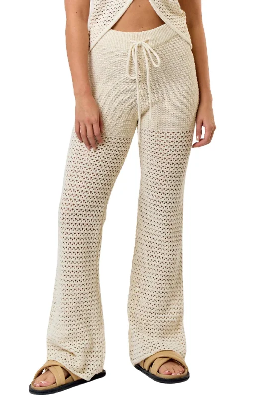 Limited Availability Shimmer Crochet Pants In Beige