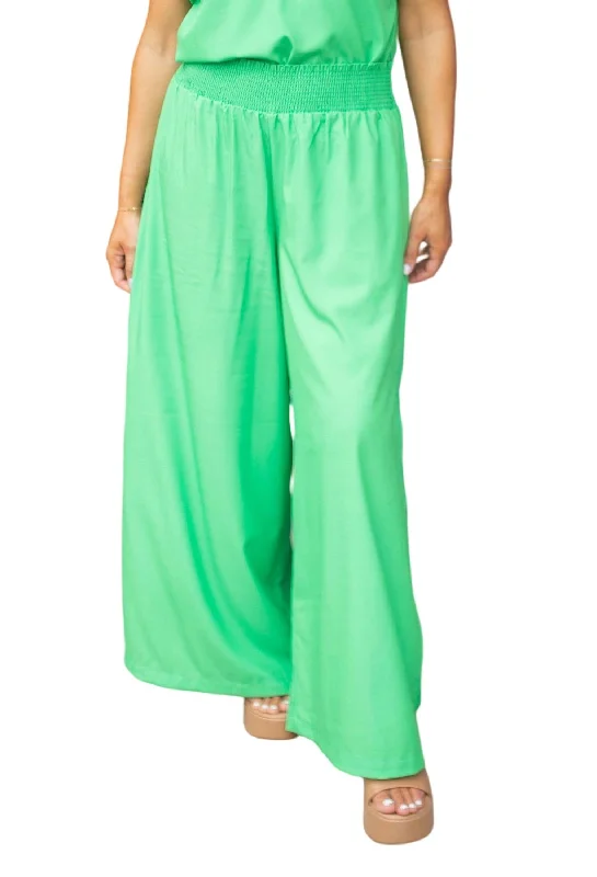 Value Deals Smocked Waist Pull-On Pant In Happy Green