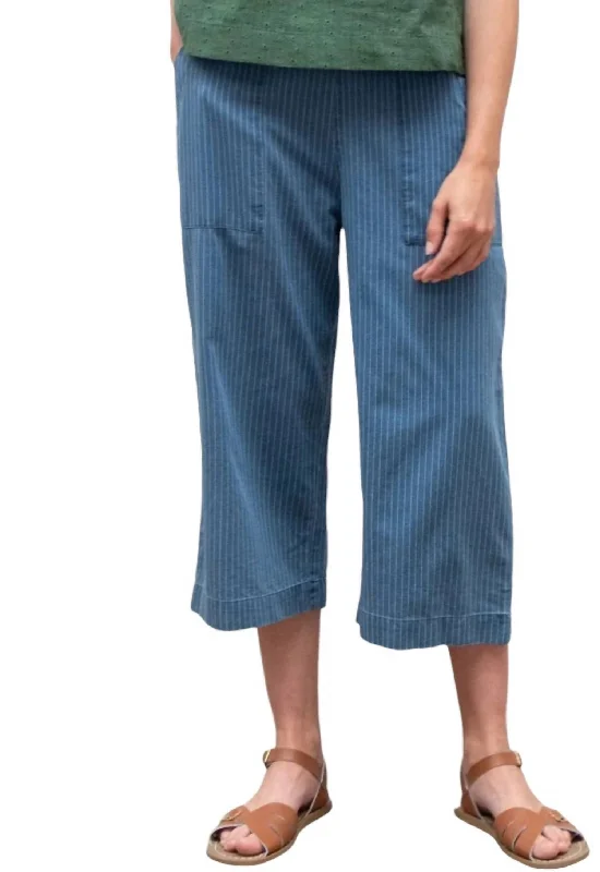 Closeout Striped Denim Culottes Trouser In Denim Stripe