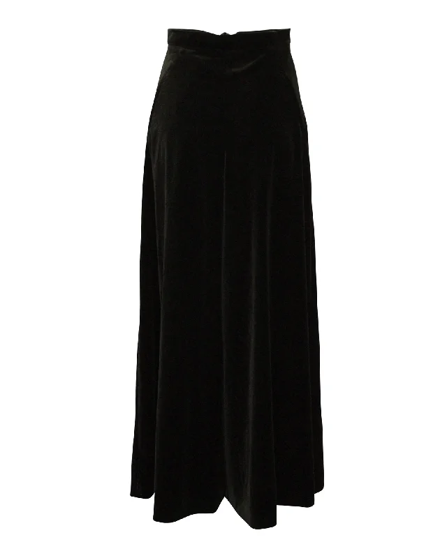 Temperley London Velvet Wide Leg Trousers in Black Polyester