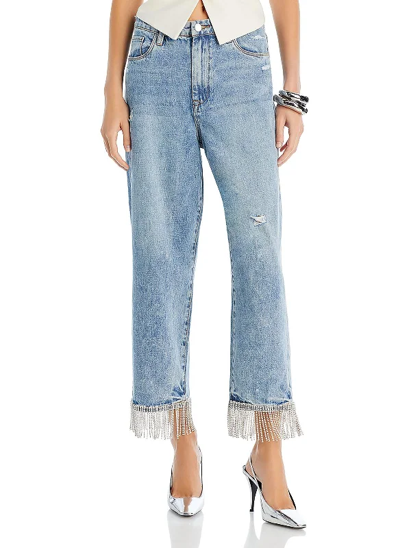 The Baxter Womens High Rise Cropped Straight Leg Jeans