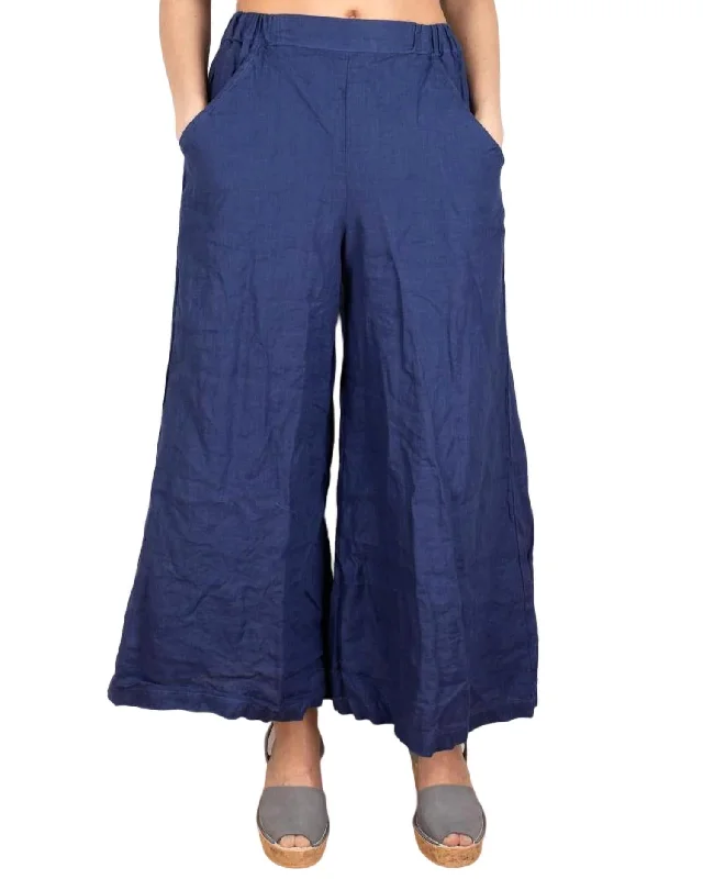 Discount Days Wendy Cropped Linen Pant In Marine