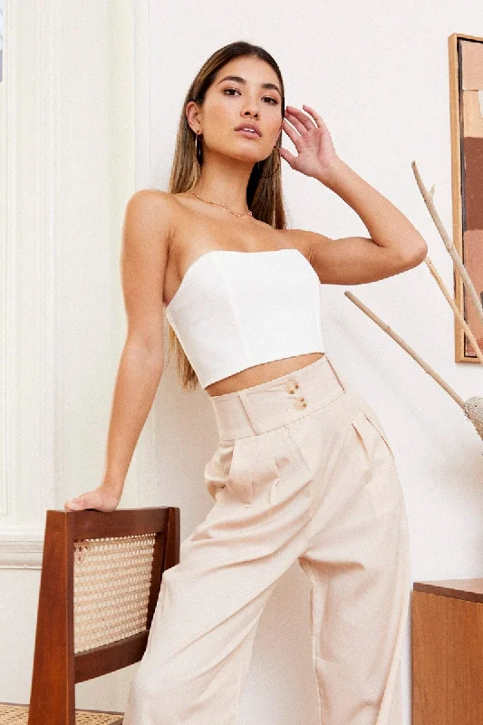 Crazy Deals White Boning Detail Bustier Top