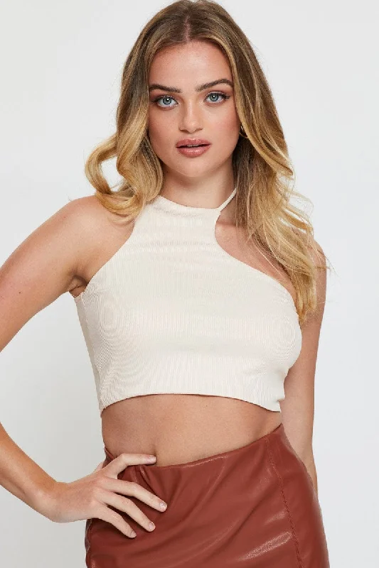 White Crop Top Sleeveless