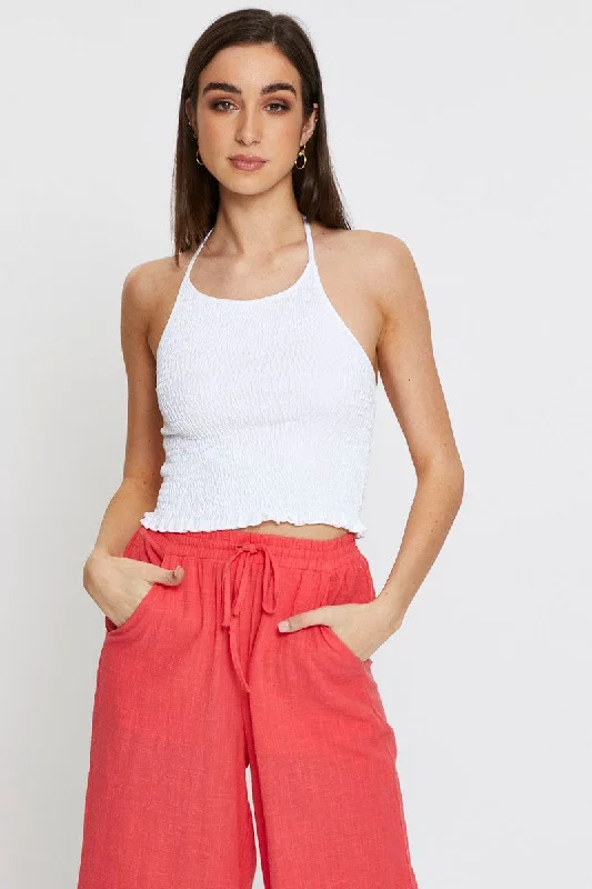 Great Deals White Halter Top Crop