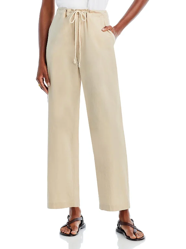 Womens Drawstring Hem Cotton Trouser Pants