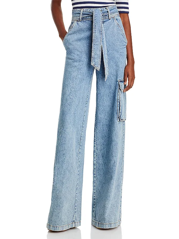 Womens High Rise Denim Cargo Jeans