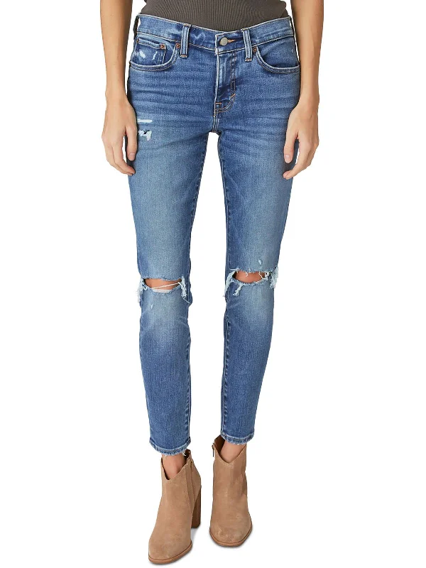 Womens Mid Rise Medium Wash Skinny Jeans