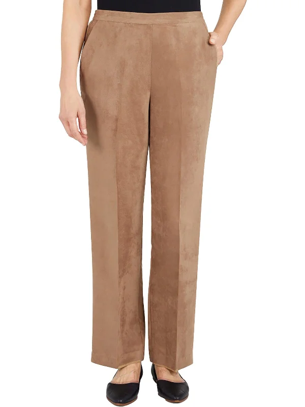 Midnight Sale Womens Pocket Polyester Straight Leg Pants