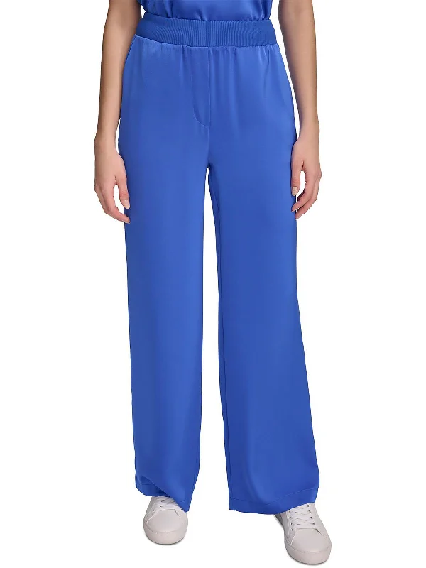 Overstock Womens Satin High Rise Wide Leg Pants