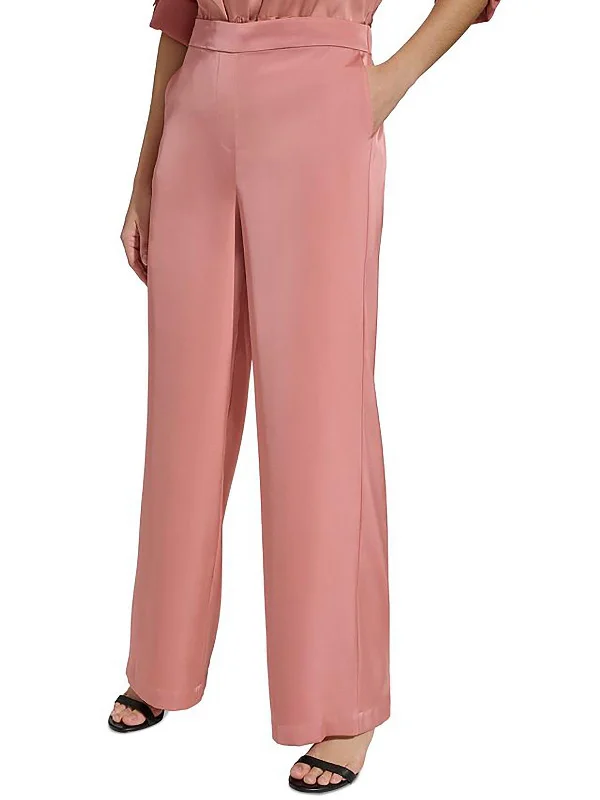 Overstock Sale Womens Satin High Rise Wide Leg Pants