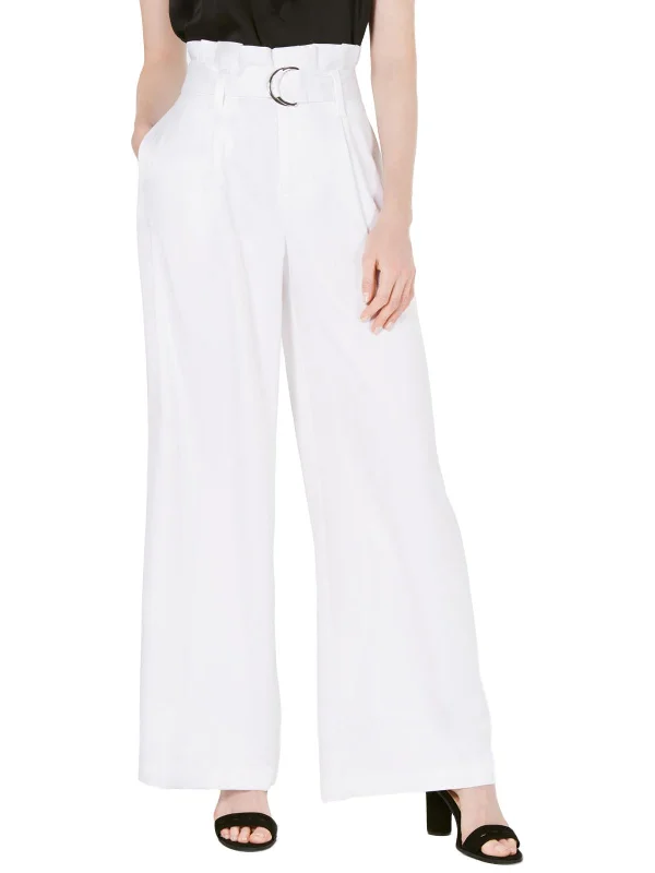 Exclusive Preview Womens Satin Pleated Wide Leg Pants