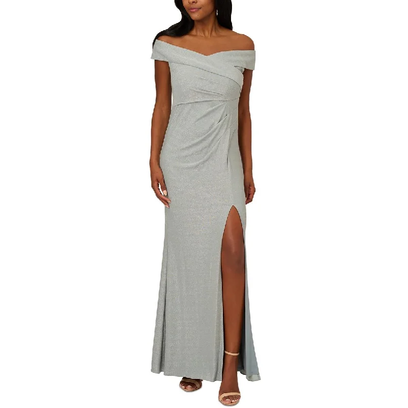 Buy More, Save More Adrianna Papell Womens Knit Metallic Evening Dress