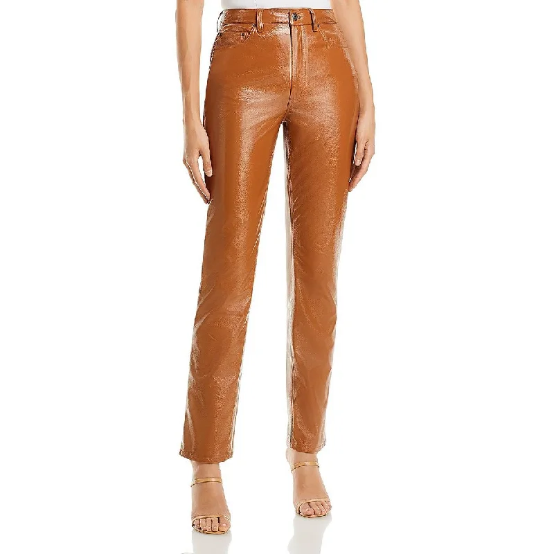 Super Bargain AFRM Womens Heston Faux Leather High Rise Straight Leg Pants