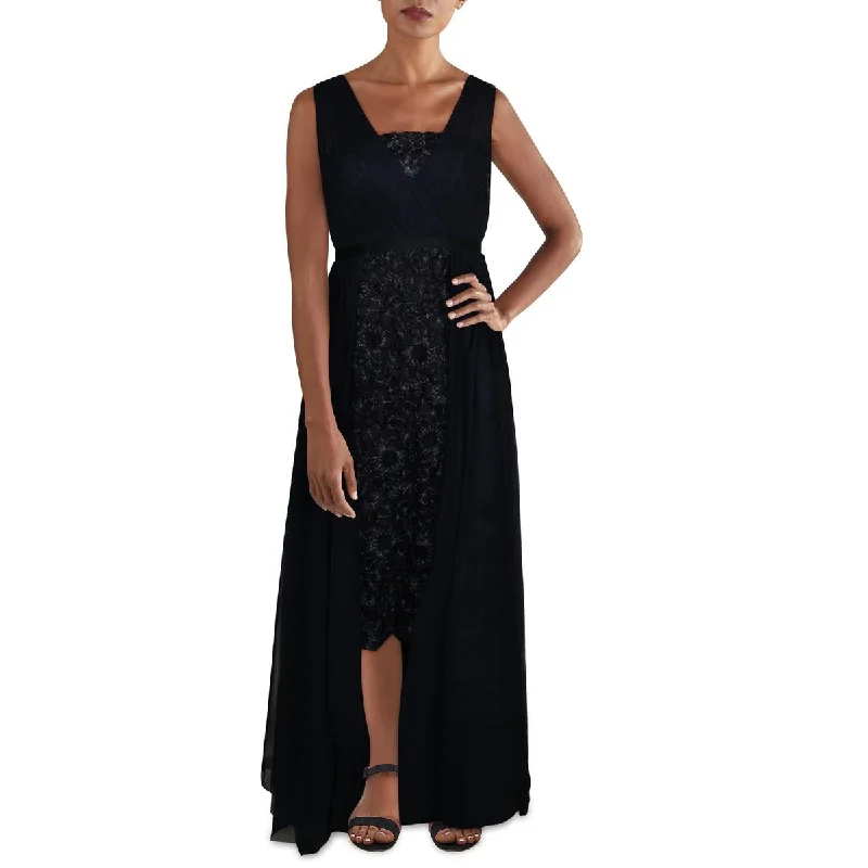 Lowest Price Aidan Mattox Womens Lace Front Embroidered Midi Dress