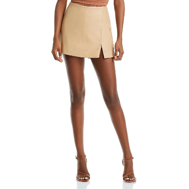 Warehouse Sale Aqua Womens Faux Leather Mini Skort