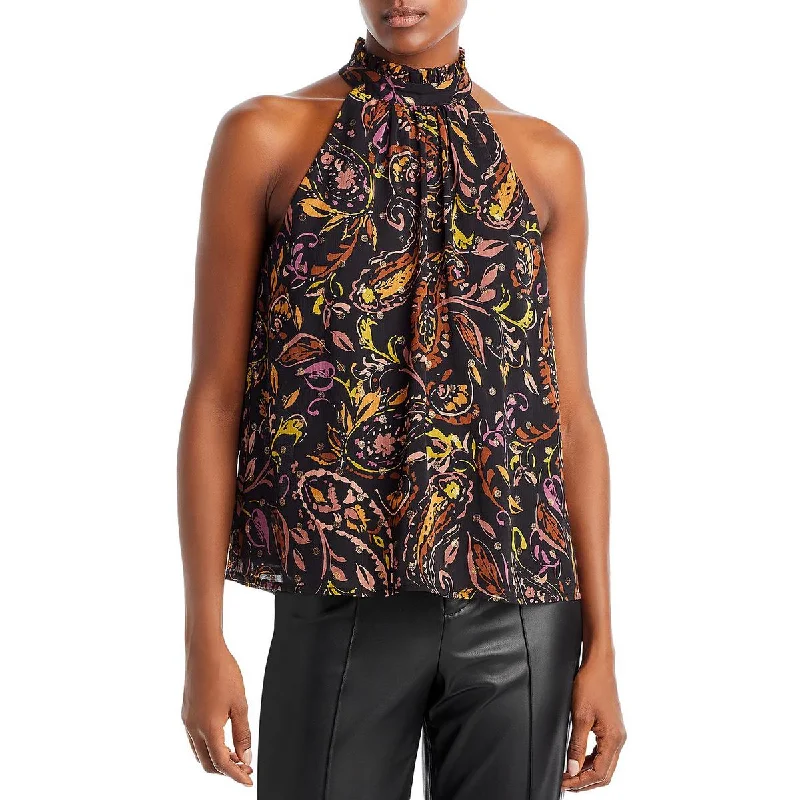 New Markdowns Aqua Womens Metallic Paisley Halter Top