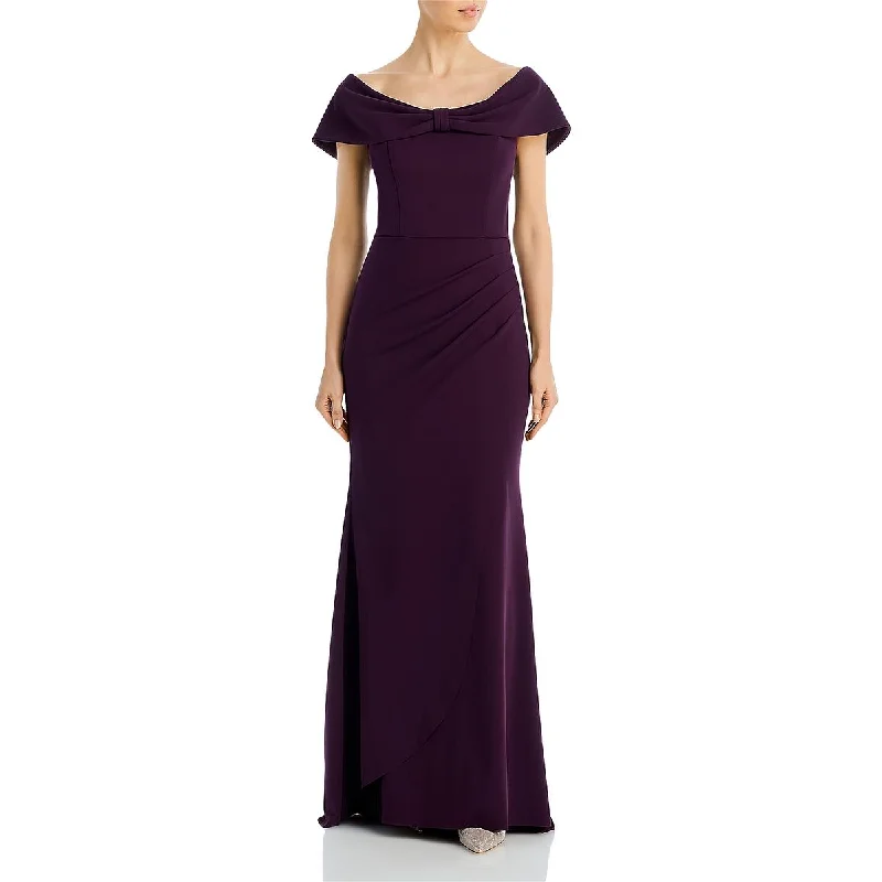 Year-End Sale Aqua Womens Pleated Side Slit Evening Dress