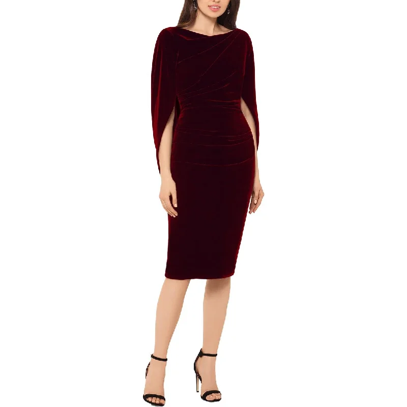 Deal Dash B&A by Betsy and Adam Womens Velvet Cape Midi Dress