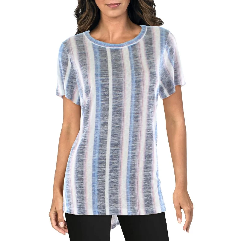Year-End Clearance B Collection by Bobeau Womens Crewneck Striped Pullover Top