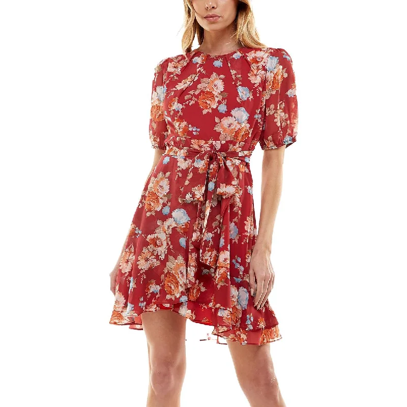 Grand Opening Sale Bee Darlin Womens Juniors Floral Mini Fit & Flare Dress