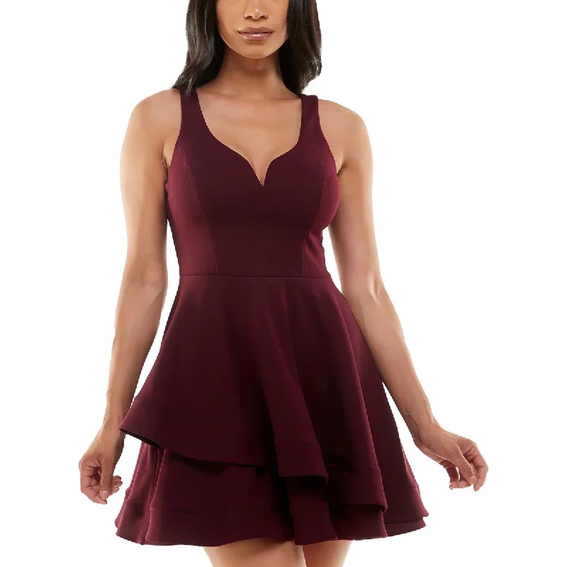 Act Now B. Darlin Womens Juniors Tiered Mini Fit & Flare Dress