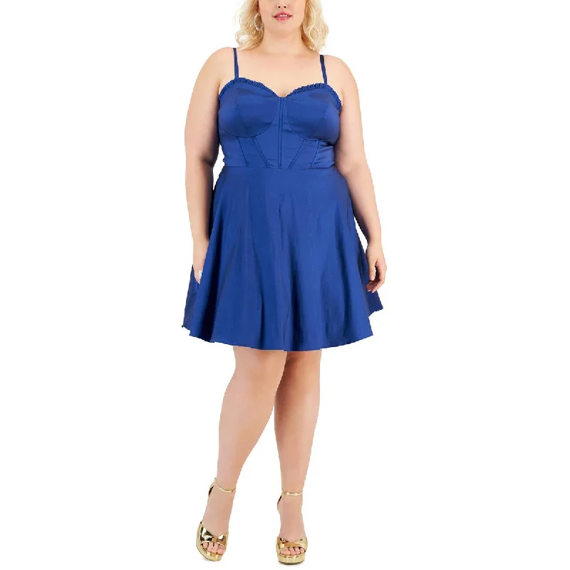 Instant Discount B. Darlin Womens Plus Pleated Mini Fit & Flare Dress