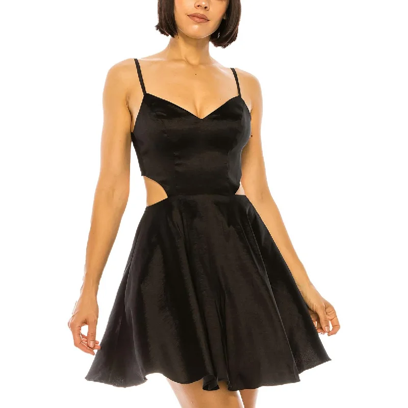 Referral Discount B. Darlin Womens Tie Back Mini Fit & Flare Dress