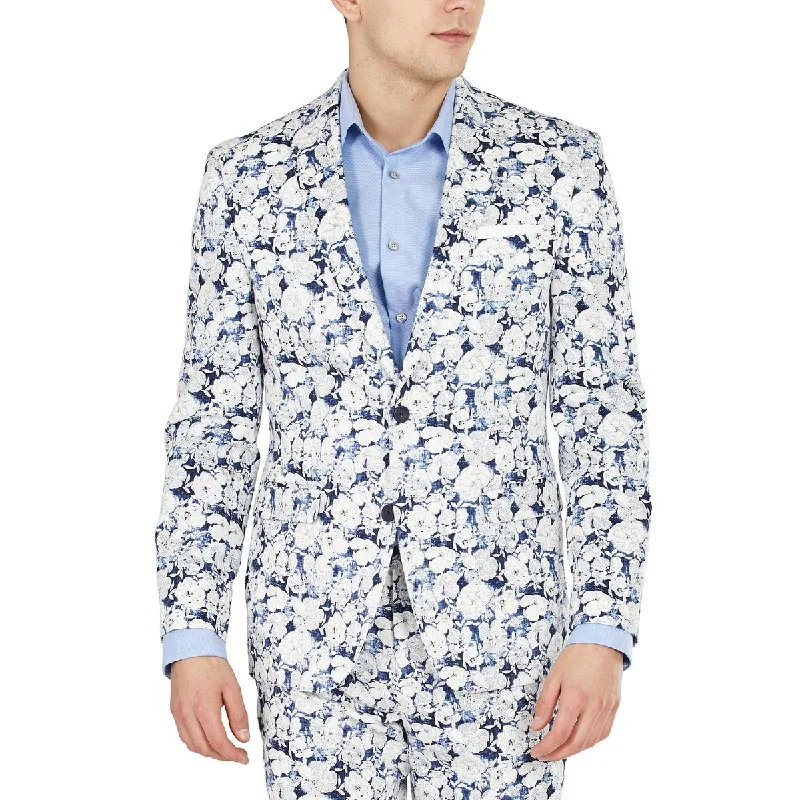 Friends and Family Sale Bar III Mens Floral Print Slim Fit Blazer