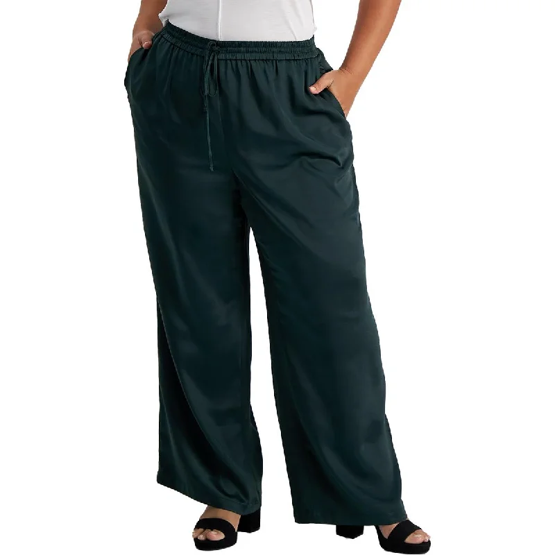 Closeout Bar III Womens Plus Satin Dressy Wide Leg Pants