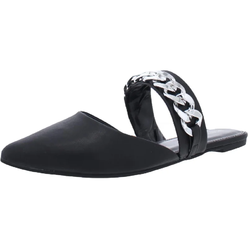 Bonus Savings BCBGeneration Ester Women's Faux Leather Chain Trim Banded Slide Mules