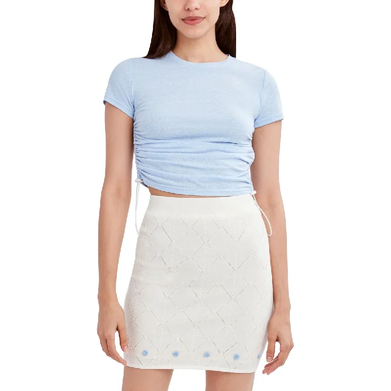 BCBGeneration Women's Short Sleeve Drawstring Crop Top