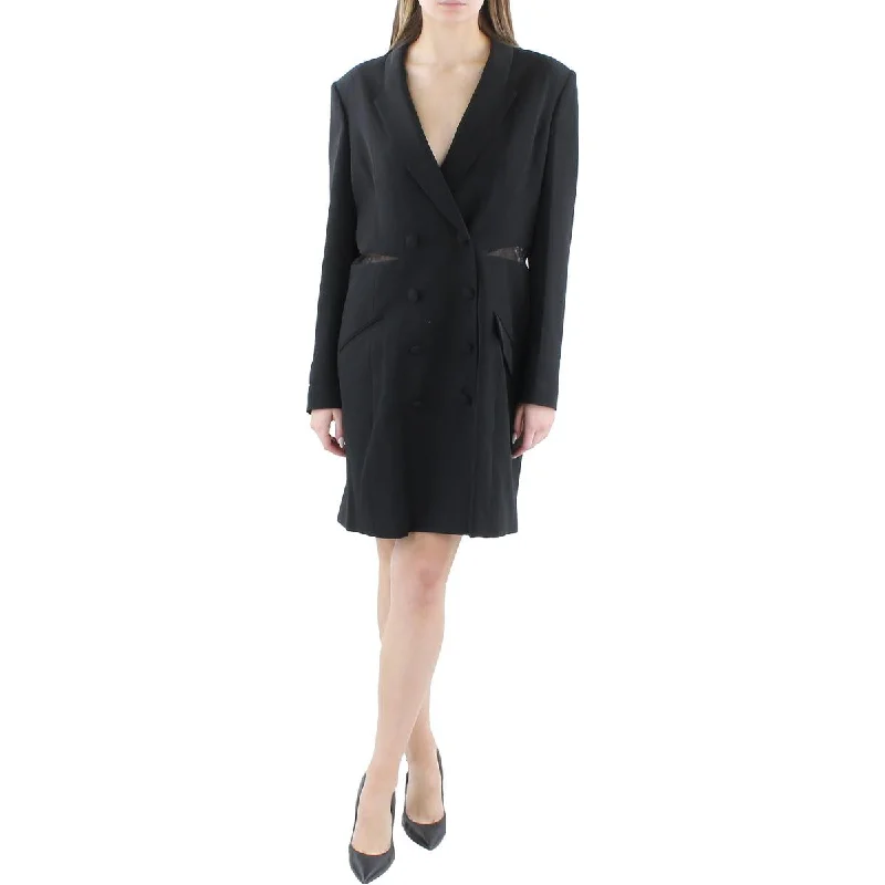 Shop and Save BCBGMAXAZRIA Womens Double-Breasted Lace Inset Cocktail And Party Dress