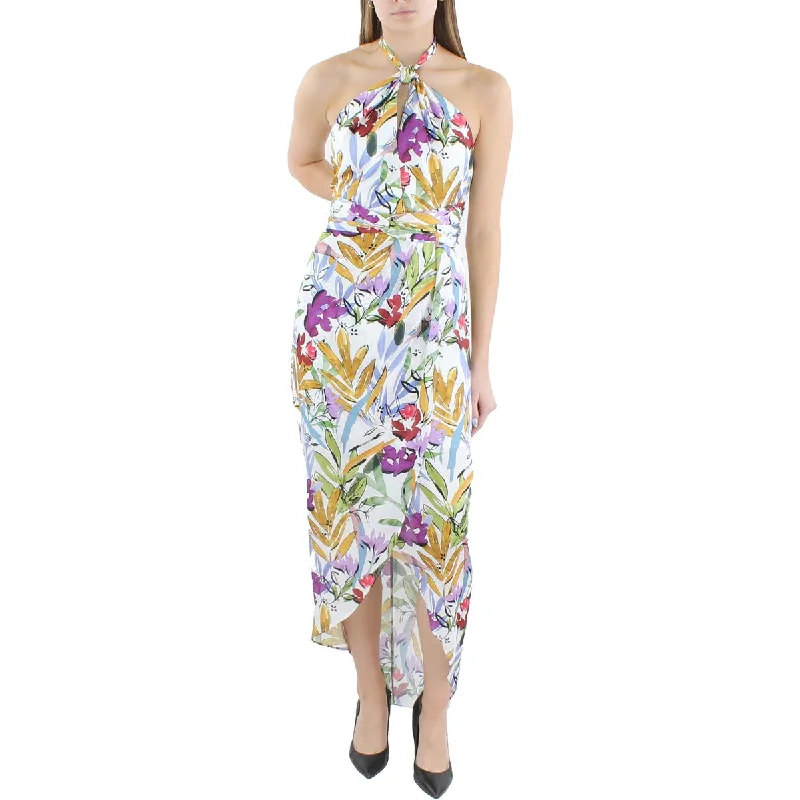 Reduced Prices BCBGMAXAZRIA Womens Floral Halter Evening Dress