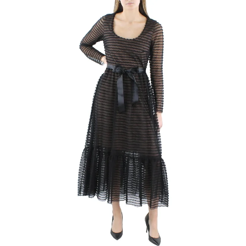 Overstock BCBGMAXAZRIA Womens Midi Sheer Sleeve Cocktail And Party Dress