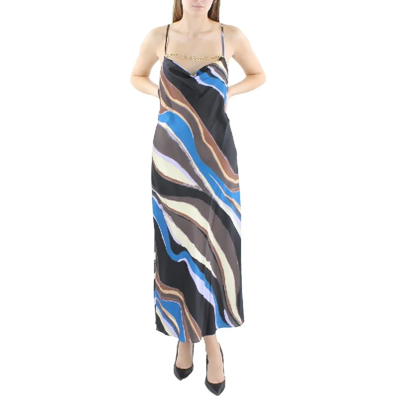 Price Reduction BCBGMAXAZRIA Womens Printed Halter Midi Dress