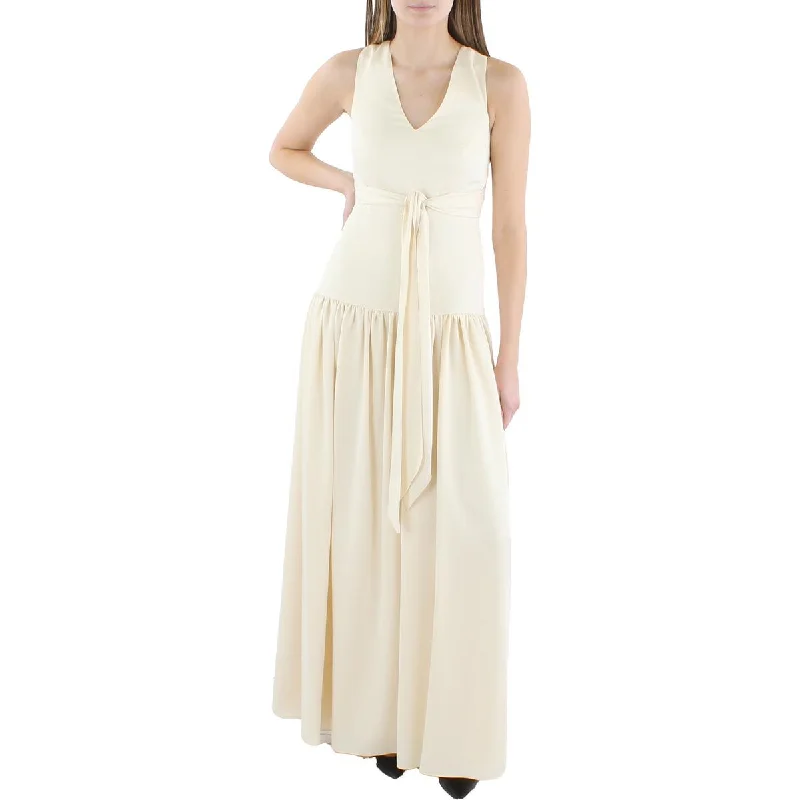 Quick Sale BCBGMAXAZRIA Womens Ruched Sleeveless Evening Dress