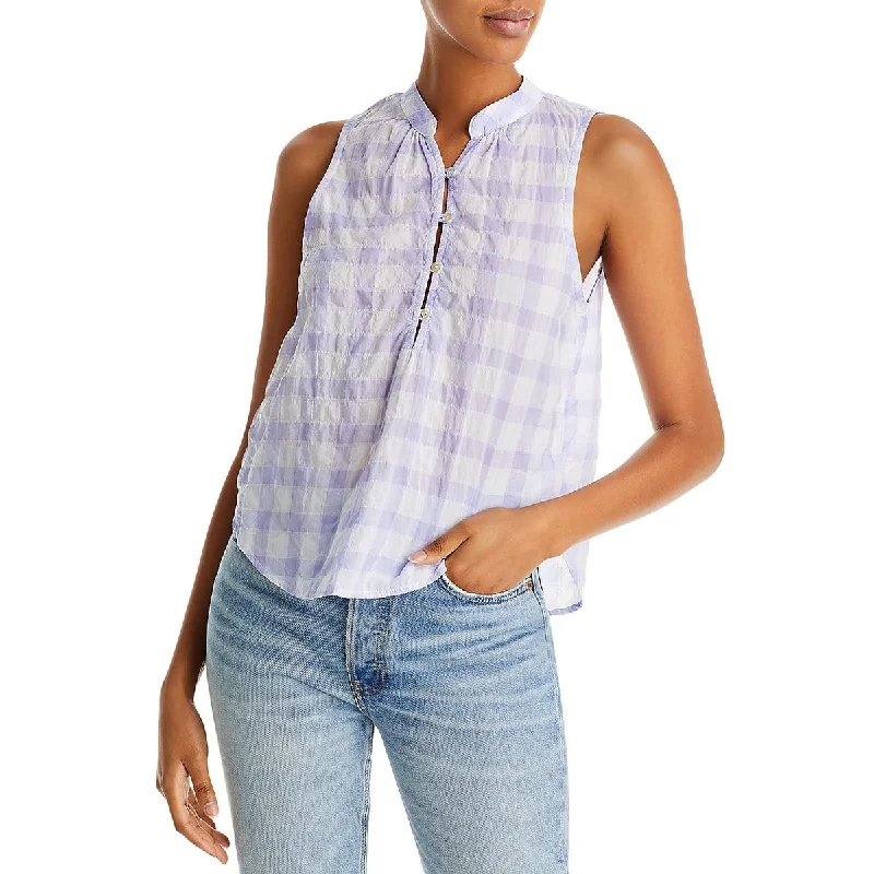 Seasonal Clearance Bella Dahl Womens Plaid V-Neck Pullover Top