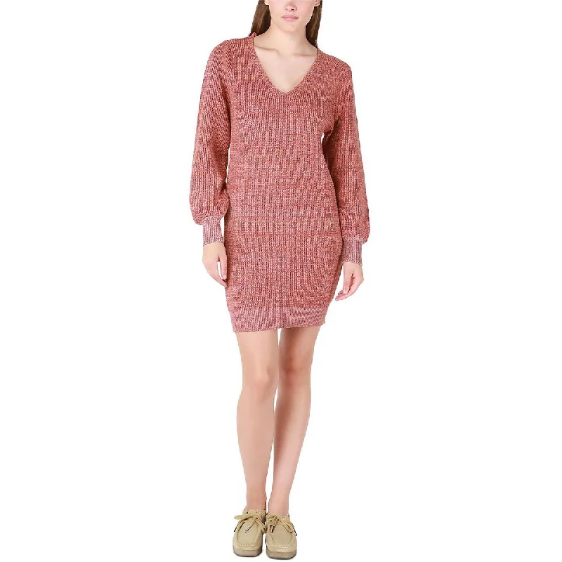 Crazy Savings Black Tape_ Womens V-Neck Knee Sweaterdress