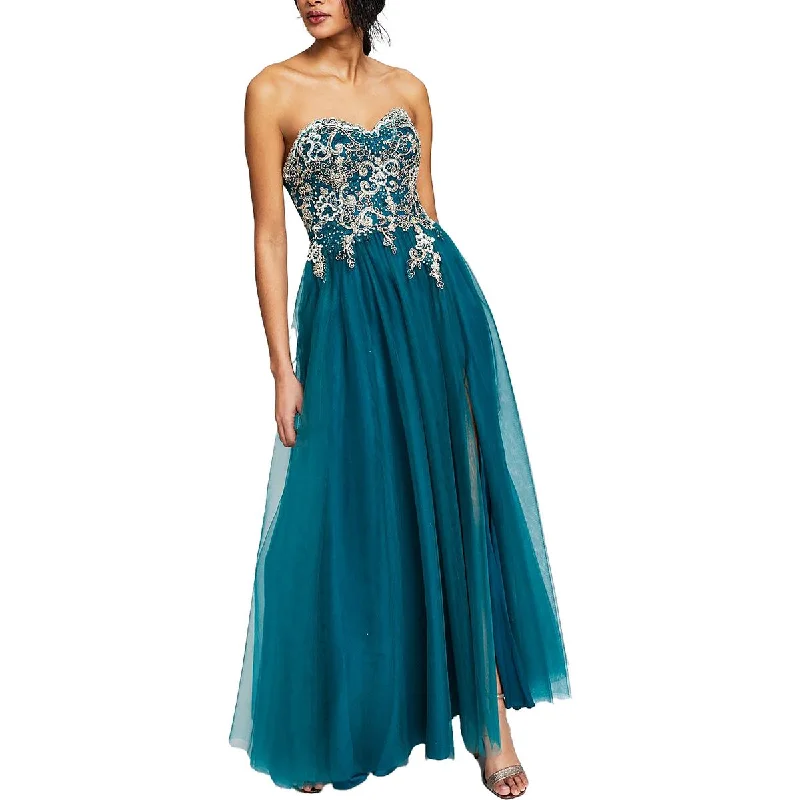 Friends and Family Sale Blondie Nites Womens Juniors Embellished Soutache Evening Dress