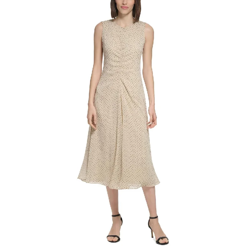 Midnight Sale Calvin Klein Womens Chiffon Polka Dot Shift Dress