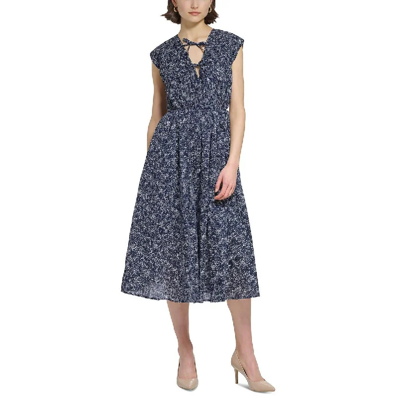 Limited Time Discount Calvin Klein Womens Printed Sleeveless Midi Dress