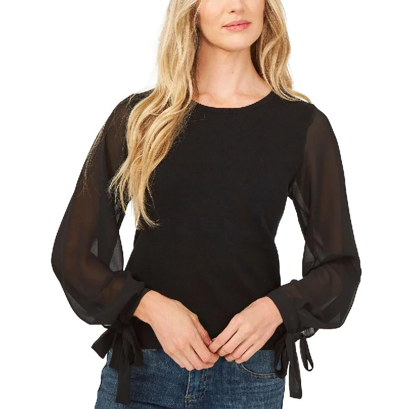 Act Fast CeCe Womens Tie Sleeves Round Neck Pullover Top