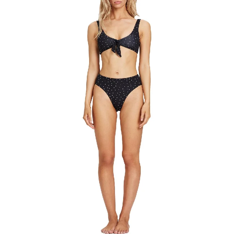 Charlie Holiday Womens Knot-Front Polka Dot Swim Top Separates